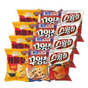 봉지과자 3종(12봉) 세트 꾸잉칩 케틀칩 오리온 스윙칩